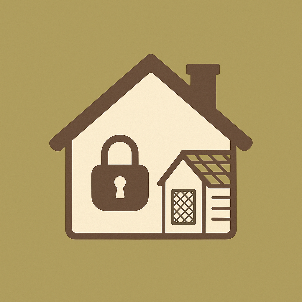 A house with sealed vents and a padlock accent